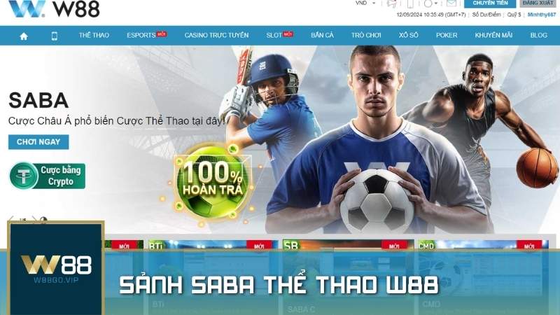 SABA Thể thao W88 – Sảnh cược kèo đa dạng, tỷ lệ hấp dẫn và ưu đãi lớn
