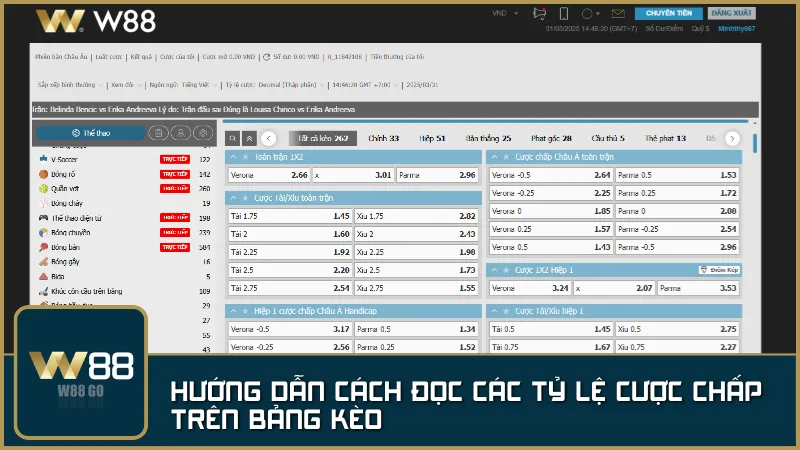 Các mức cược chấp thường gặp trên bảng kèo của nhà cái.