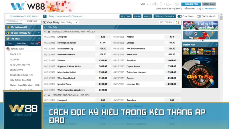 Ký hiệu Home và Away giúp người chơi dễ dàng chọn đội cược phù hợp